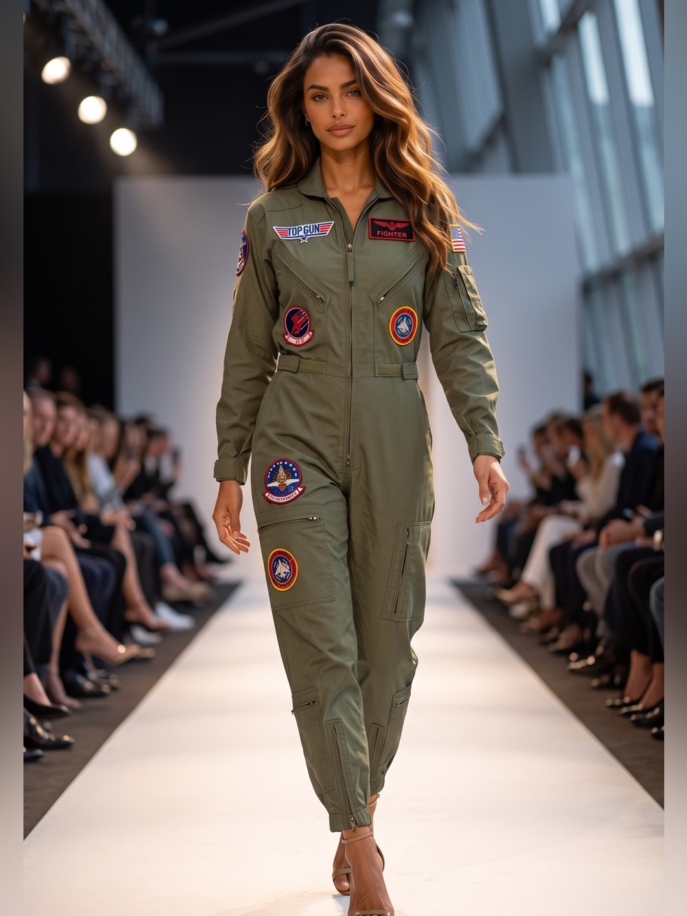 Leg Avenue Olive Green Military Patch Flight-Style Jumpsuit